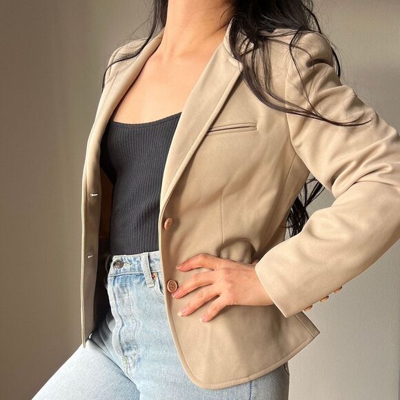 vtg 80s 90s Givenchy sport beige blazer jacket size 8‎ couture designer tailored - Picture 7 of 9